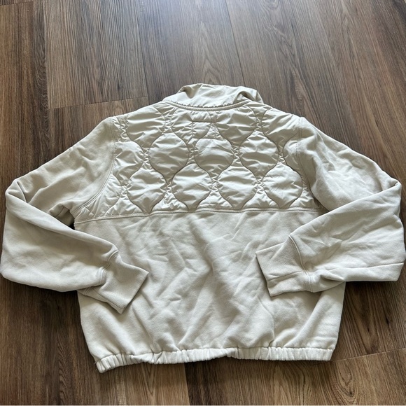 Abercrombie & Fitch Soft A&F Cinch Waist Jacket Medium Beige Crop 1/2 Zip Pocket - Picture 8 of 9